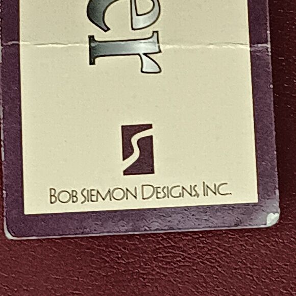 VTG Bob Siemon Designs Large Brown Leather Bible Cover Pewter Button New W/ Tag - Picture 8 of 11